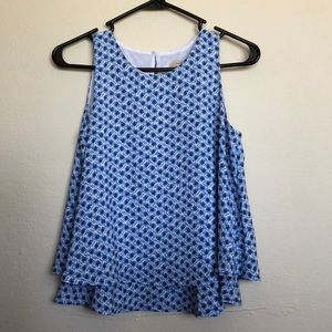 LOFT Blue Patterned Tank Blouse XSP